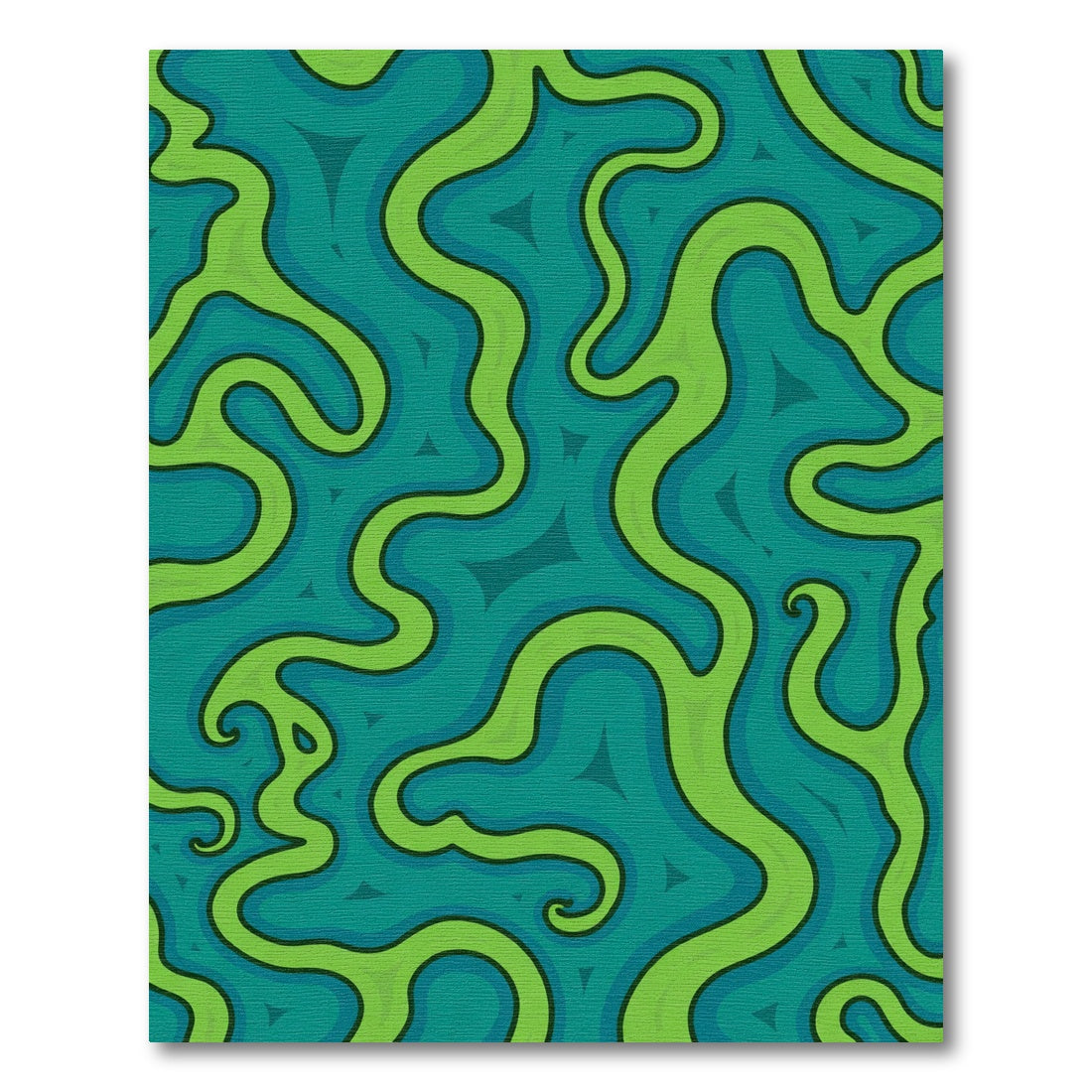 Teal Green Wavy Lines Rug