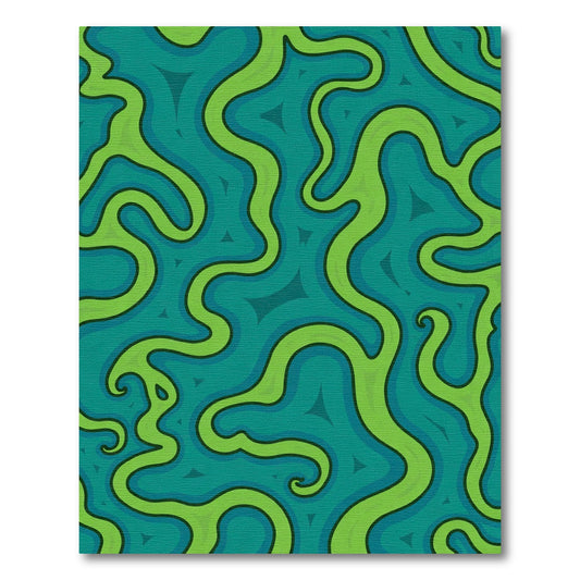 Teal Green Wavy Lines Rug