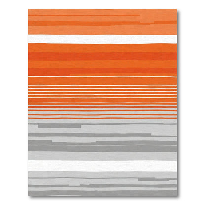 Orange Gray Horizontal Stripe Rug