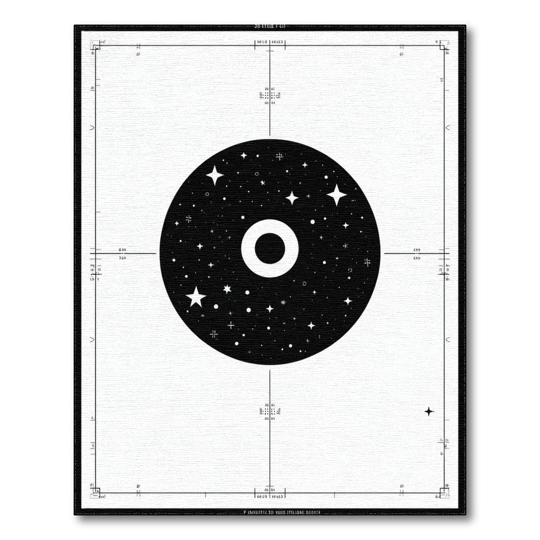 Black White Cosmic Star Circle Area Rug