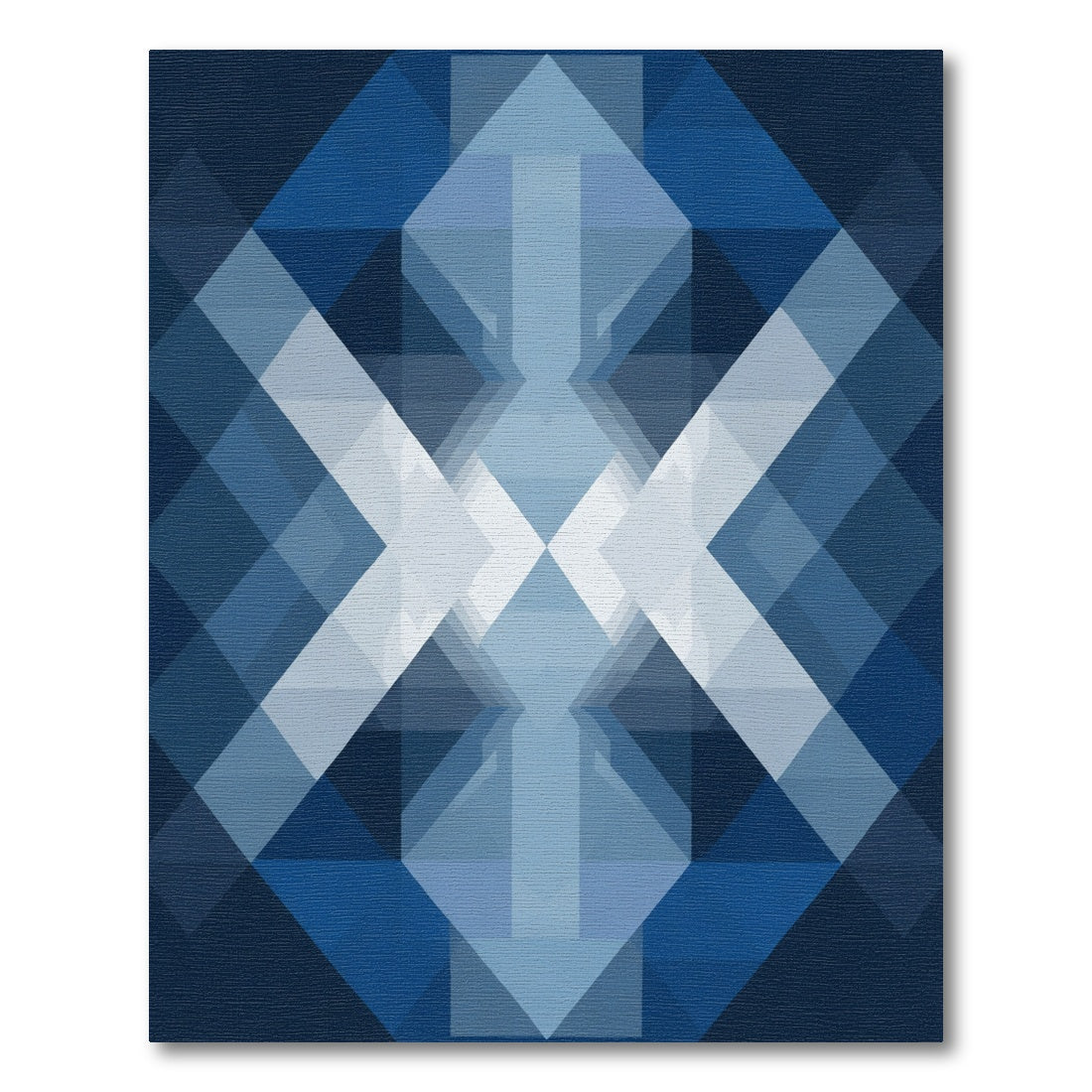 Deep Blue Geometric Prism Rug
