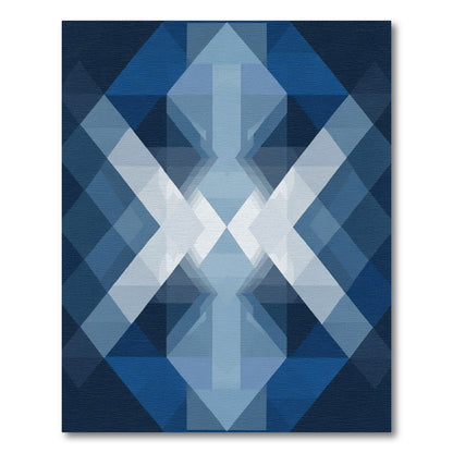 Deep Blue Geometric Prism Rug
