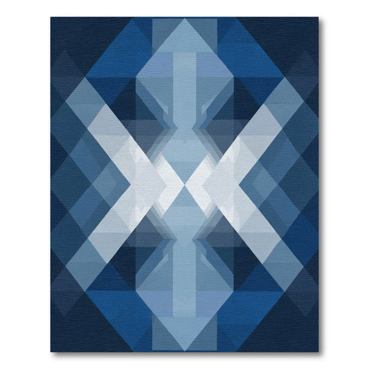 Deep Blue Geometric Prism Rug