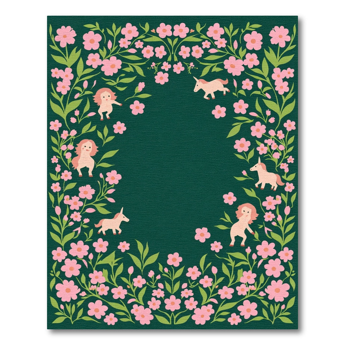 Whimsical Pink Floral Unicorn Meadow Rug