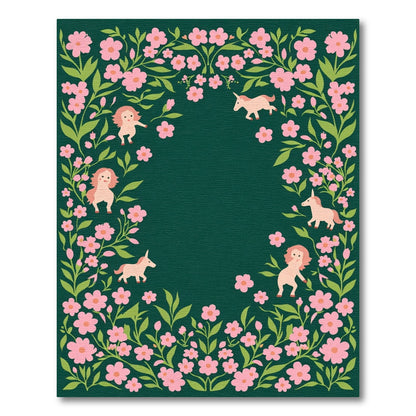Whimsical Pink Floral Unicorn Meadow Rug