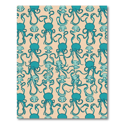 Teal Octopus Skull Whimsical Swirl Rug