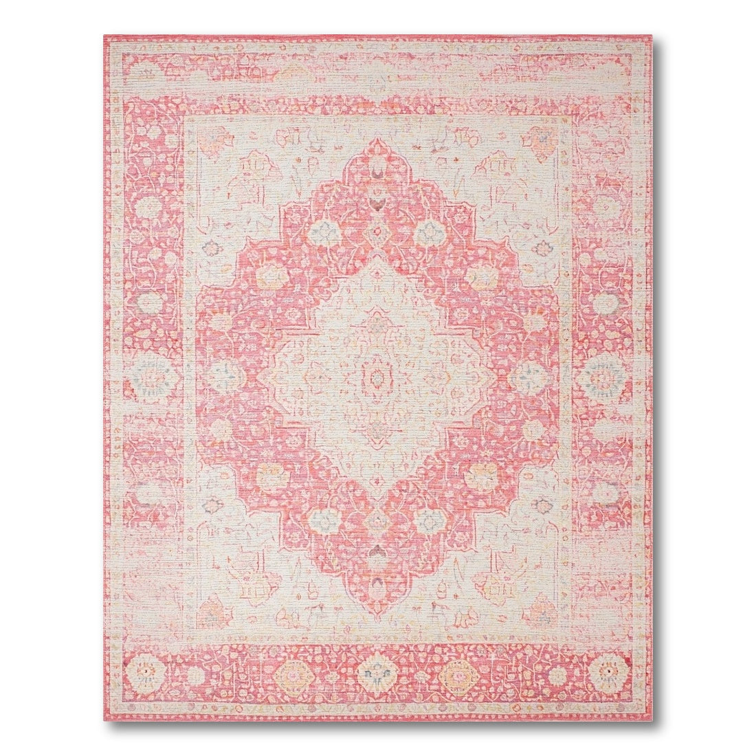 Pink Distressed Vintage Medallion No. 2 Area Rug