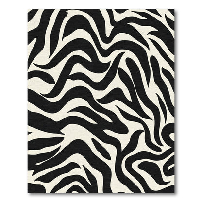 Cream Black Wavy Animal Stripes Rug