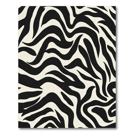 Cream Black Wavy Animal Stripes Rug