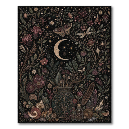Mystical Moon Floral Purple Area Rug
