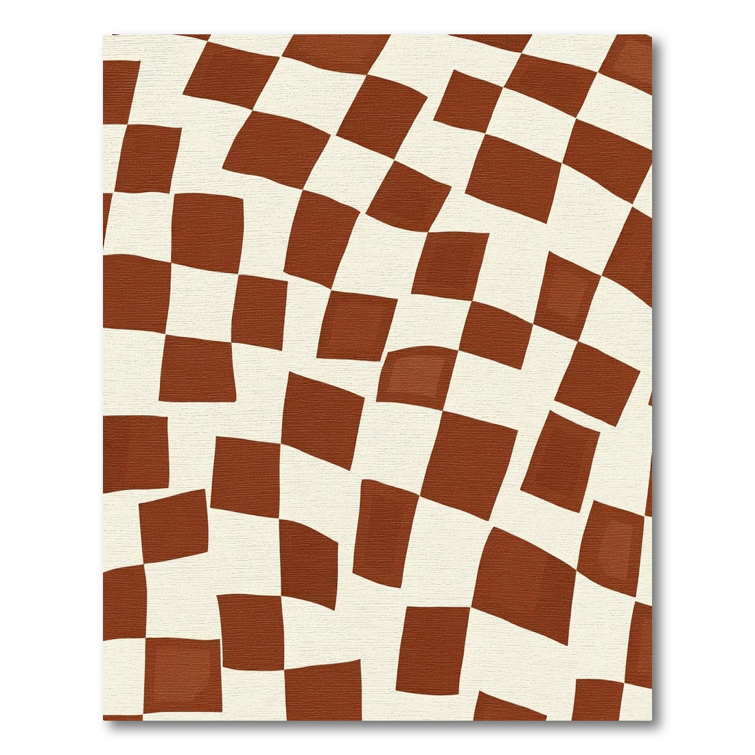 Warped Checkerboard Brown Ivory Rug