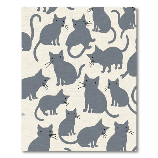 Gray Cats Repeating Composition Rug