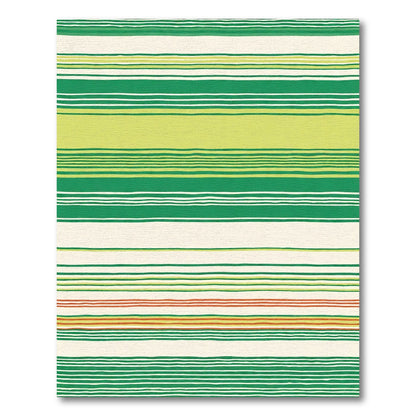 Multi Green White Stripe Accent Band Rug
