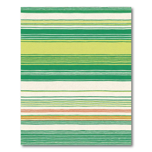 Multi Green White Stripe Accent Band Rug