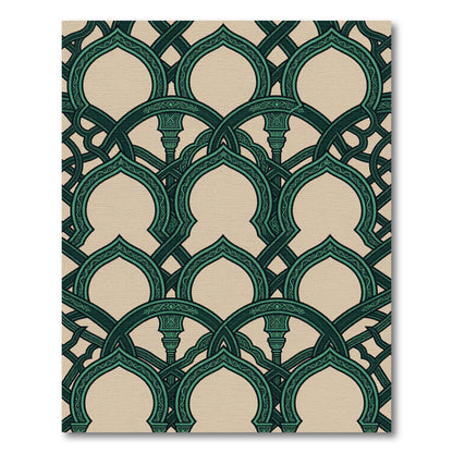 Emerald Green Interlocking Arch Medallions Rug