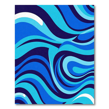 Deep Blue Flowing Wave Abstract Rug