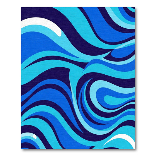 Deep Blue Flowing Wave Abstract Rug