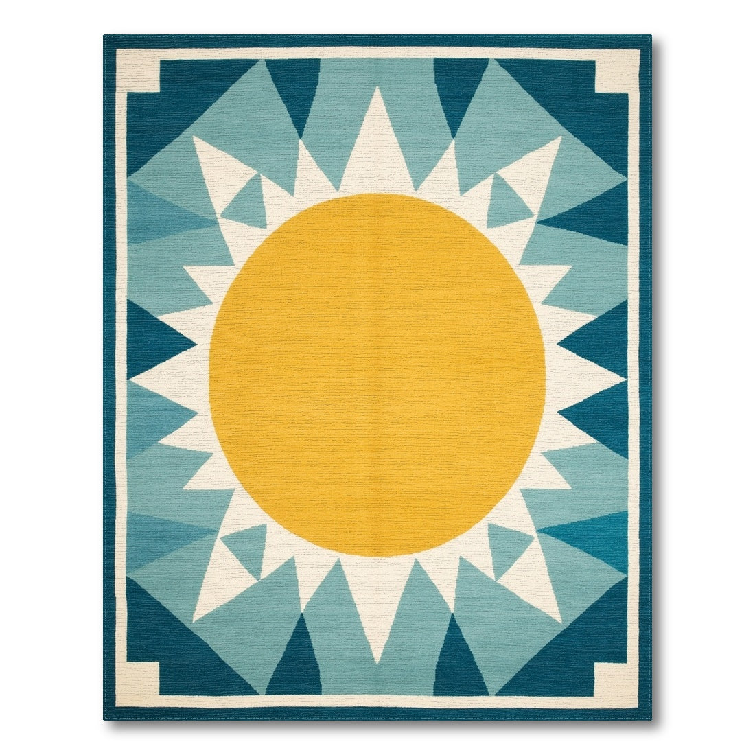 Sunburst Blue Teal Geometric Area Rug