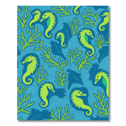 Lime Green Seahorses Coral Ocean Rug