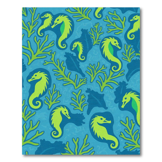Lime Green Seahorses Coral Ocean Rug