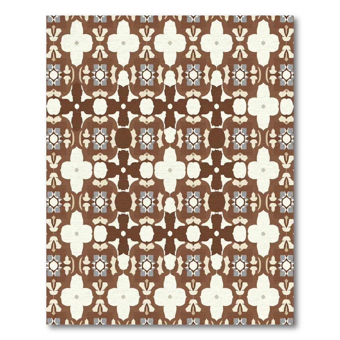 Brown Cream Geometric Abstract Overlay Rug