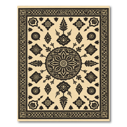 Art Deco Black Floral Mandala Rug