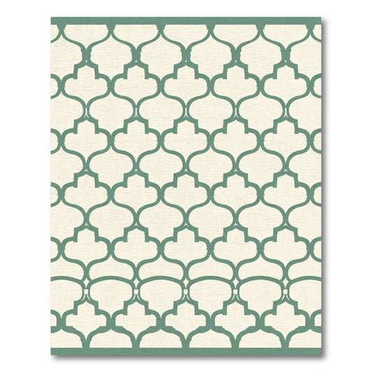 Mint Green Arabesque Geometric Rug