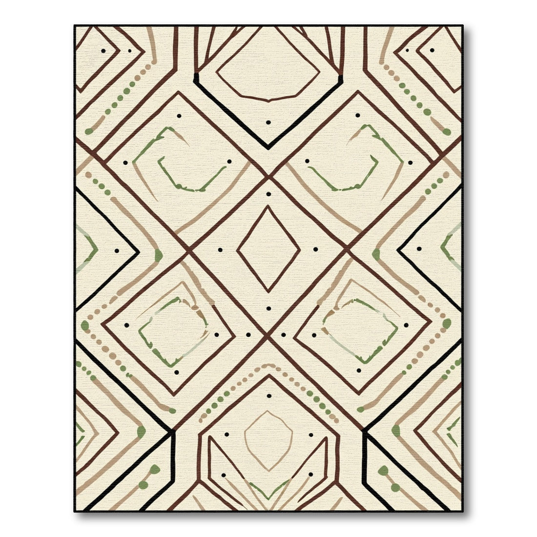 Neutral Earth Diamond Geometric Abstract Rug