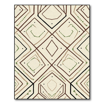 Neutral Earth Diamond Geometric Abstract Rug