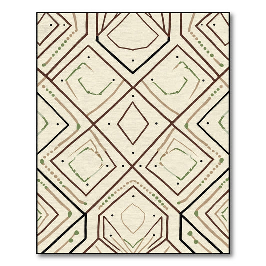 Neutral Earth Diamond Geometric Abstract Rug