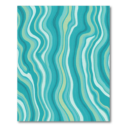 Teal Wavy Fluid Abstract Rug