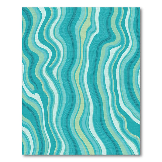 Teal Wavy Fluid Abstract Rug