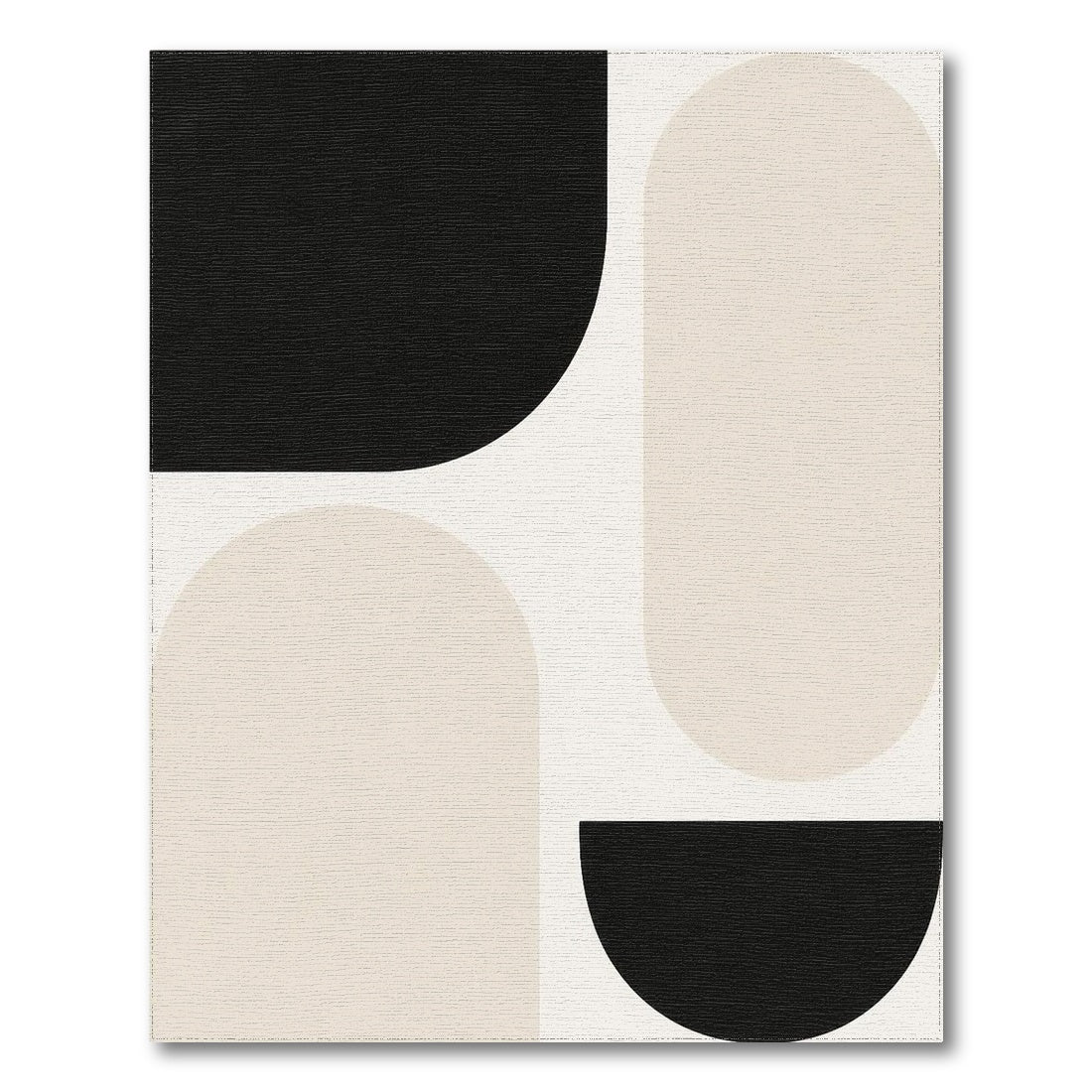 Black White Geometric Abstract Area Rug