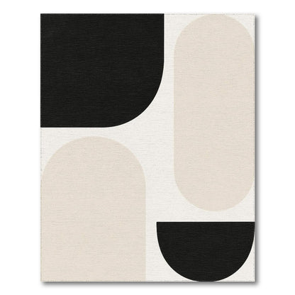 Black White Geometric Abstract Area Rug