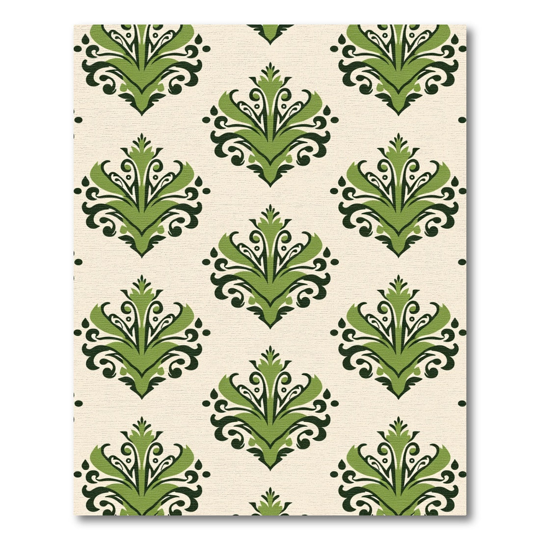 Green Leaf Damask Medallion Rug