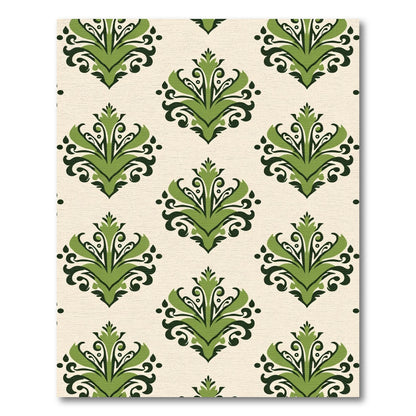 Green Leaf Damask Medallion Rug