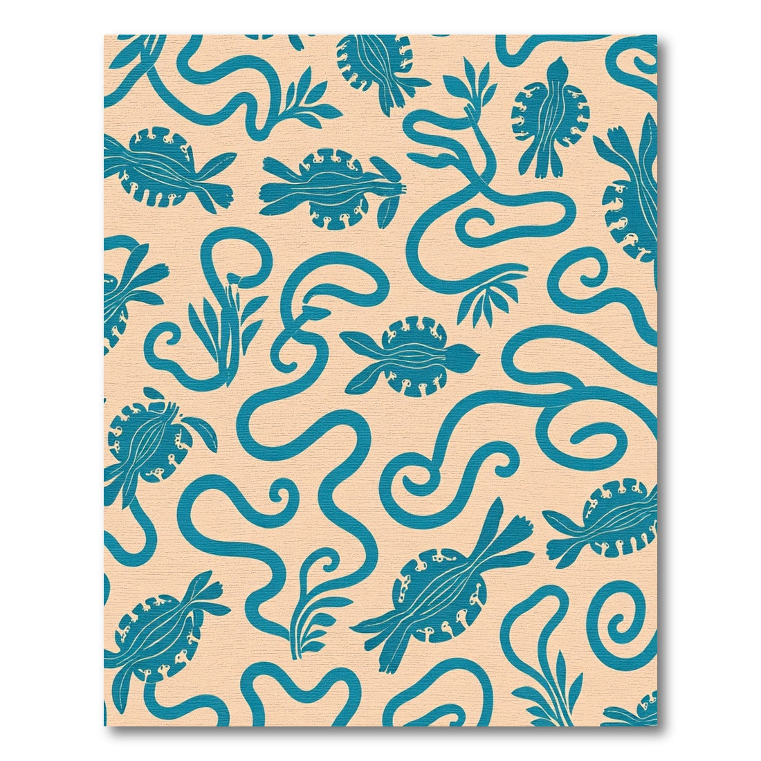 Coral Turquoise Turtle Swirl Rug