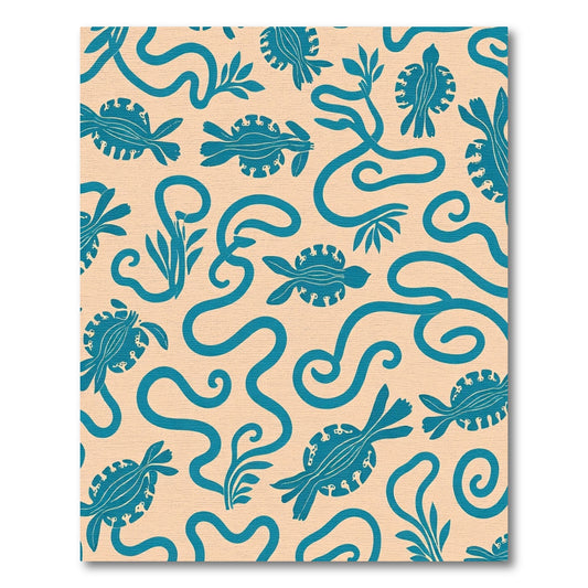 Coral Turquoise Turtle Swirl Rug