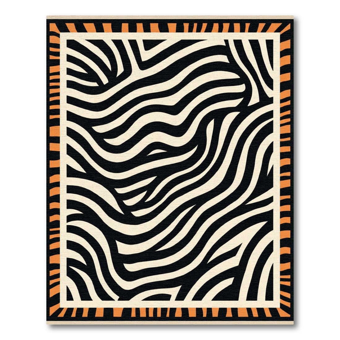 Bold Orange Black Waves Rug