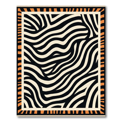 Bold Orange Black Waves Rug
