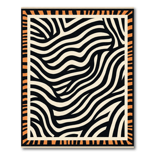 Bold Orange Black Waves Rug