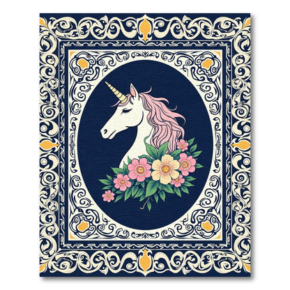 Elegant Unicorn Floral Meadow Frame Rug