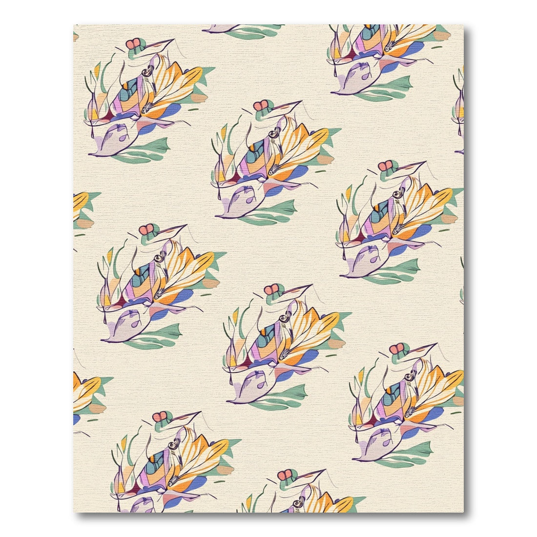 Abstract Butterfly And Floral Composition Rug