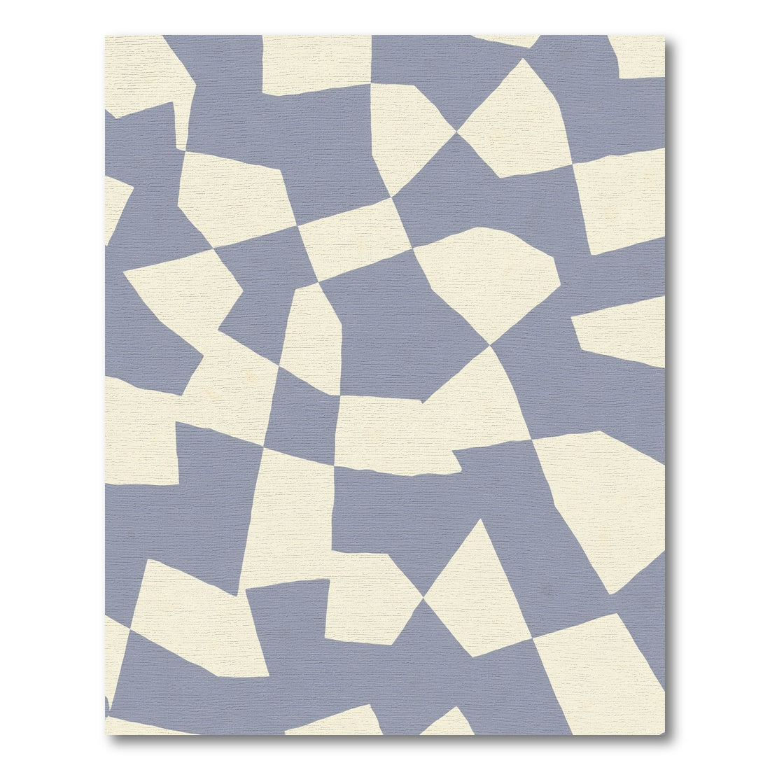 Soft Blue and Cream Irregular Grid Rug