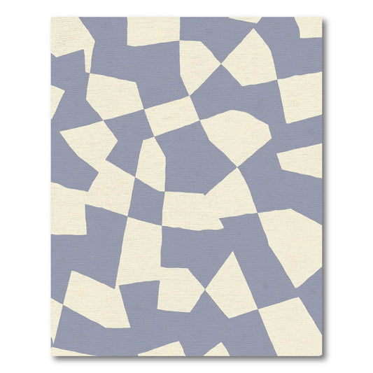 Soft Blue and Cream Irregular Grid Rug