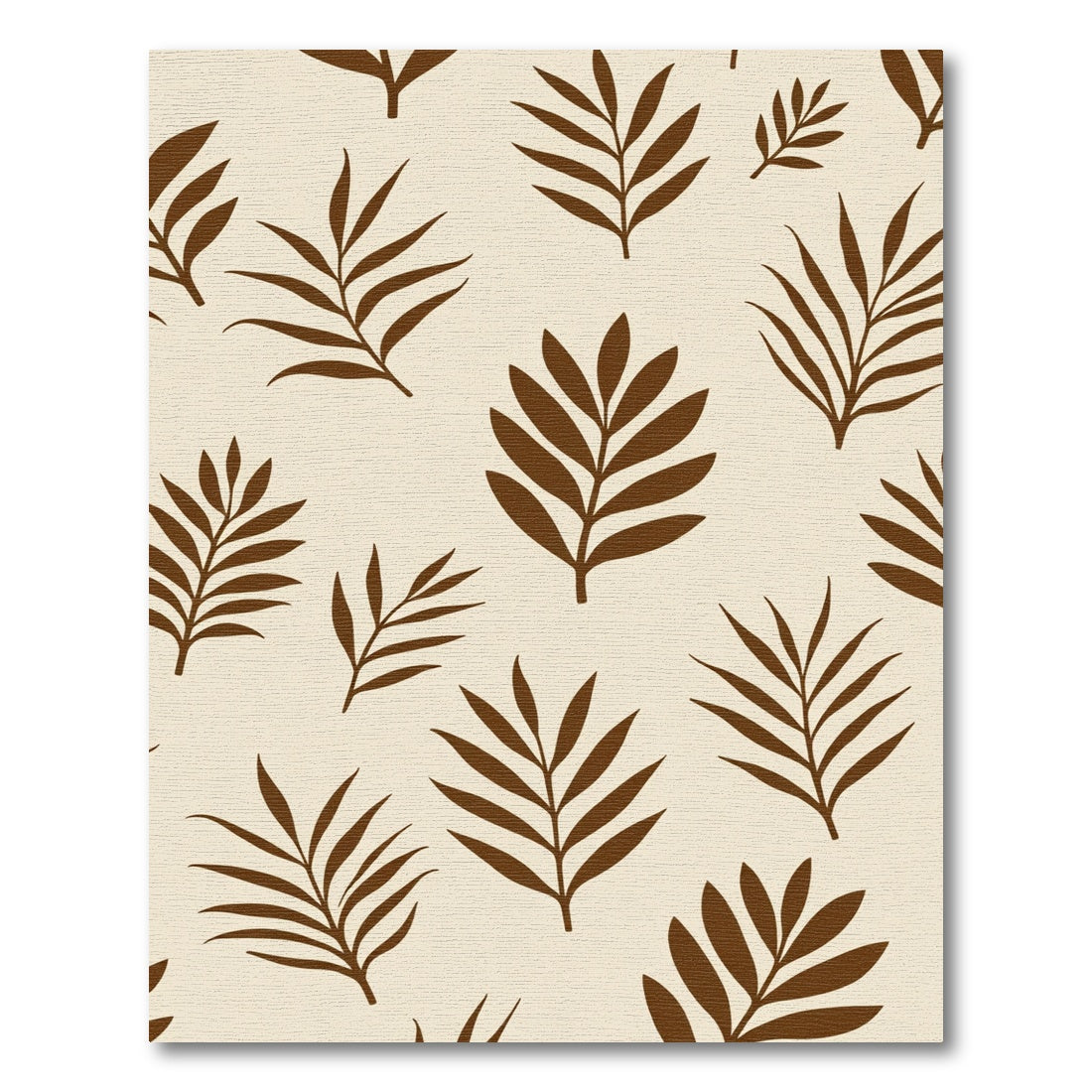 Warm Brown Tropical Leaf Pattern Rug