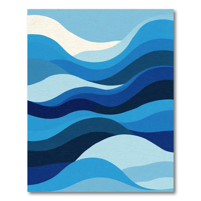 Oceanic Blue Wave Layered Rug