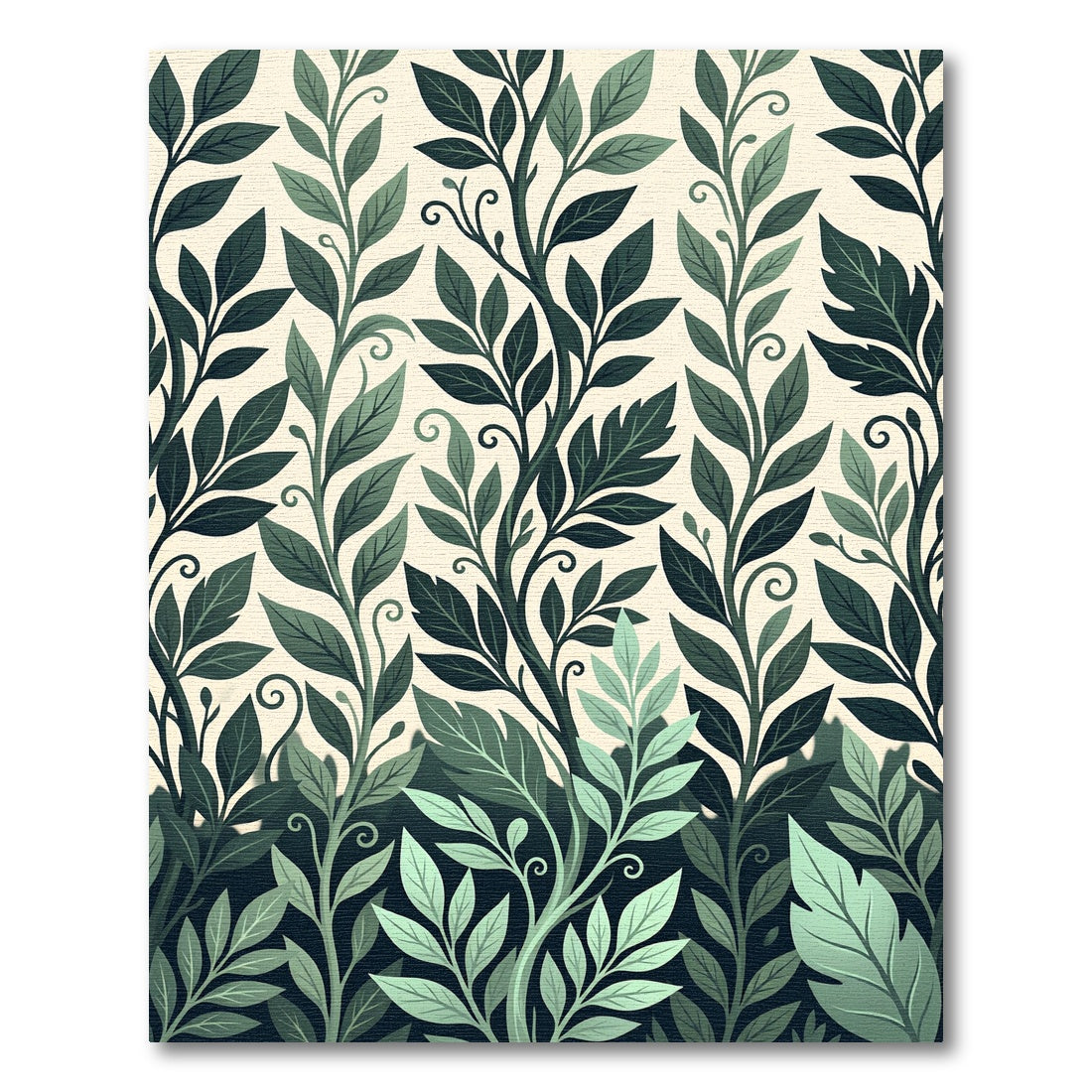 Emerald Green Leafy Vine Composition Rug