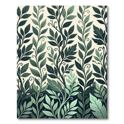 Emerald Green Leafy Vine Composition Rug