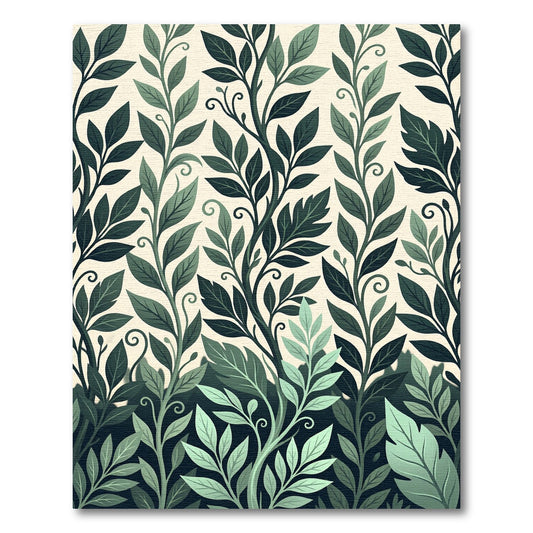 Emerald Green Leafy Vine Composition Rug